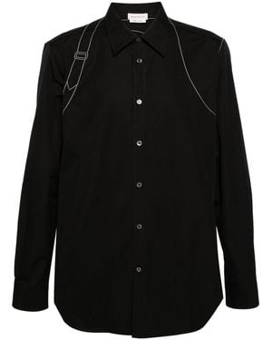 McQueen Stitching Harness Long Sleeve Shirt - Black