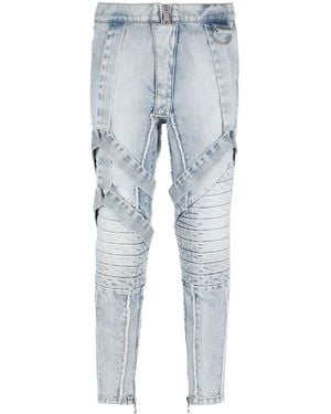 Balmain Slim-Fit Strap Jeans - Blue