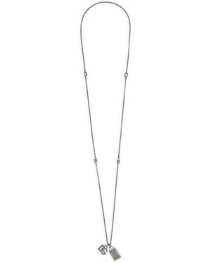Dolce & Gabbana Logo-Plaque Dog-Tag Necklace - White