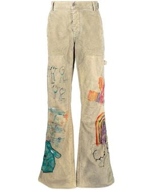 Off-White c/o Virgil Abloh Cartoon Flared Carpenter Trousers - Natural