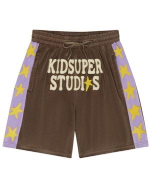 Kidsuper Velour Stars Shorts - Brown