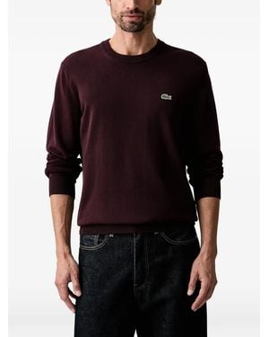 Lacoste Logo-Patch Crew-Neck Jumper - Red