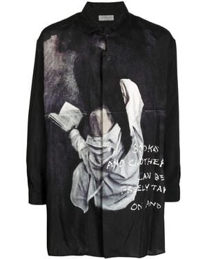 Yohji Yamamoto Graphic-Print Long-Sleeve Shirt - Black