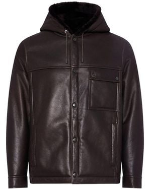 Yves Salomon Hooded Shearling Jacket - Black