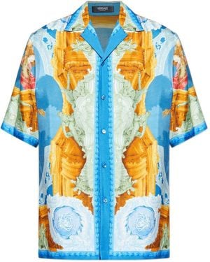 Versace Silk Short-Sleeve Shirt - Blue