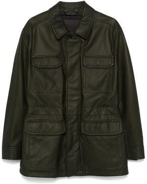 Brioni Leather Sahariana Jacket - Green