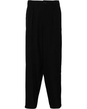 Yohji Yamamoto Wool Tapered Trousers - Black