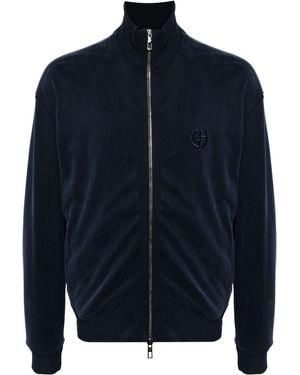 Giorgio Armani Logo-Embroidered Track Jacket - Blue