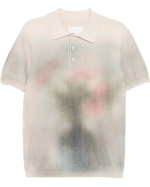 Maison Margiela Spray-Effect Knitted Polo Shirt - White