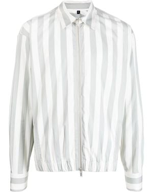 Lardini Striped Zip-up Jacket - White