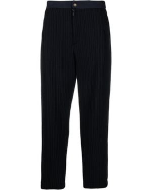 Giorgio Armani Pleated Quilted Tapered Trousers - Blue
