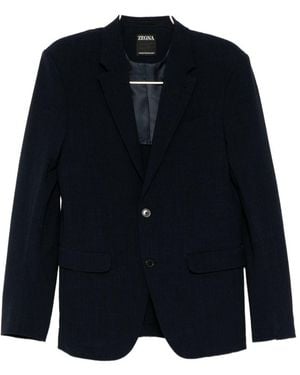 ZEGNA Single-Breasted Notched-Lapels Suit - Blue