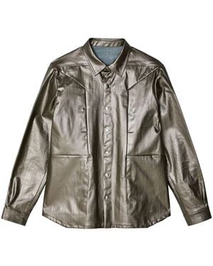 Rick Owens Fogpocket High-Shine Shirt Jacket - Gray