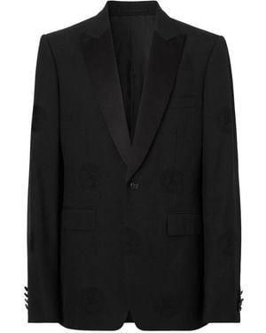 Burberry Oak Leaf Crest Jacquard Tuxedo Jacket, Brand Size 56 (Us - Black