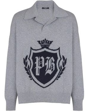 Balmain Emblem Jumper - Grey