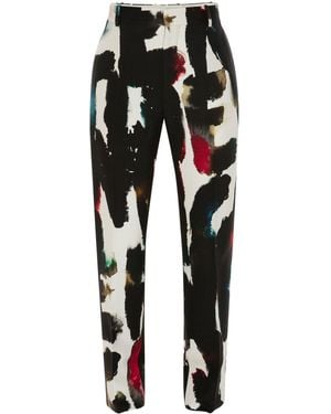 McQueen Watercolor Cigarette-cut Pants - Black