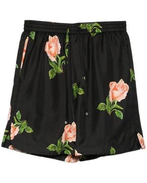 Nanushka Anish Rose-Print Drawstring Shorts - Black