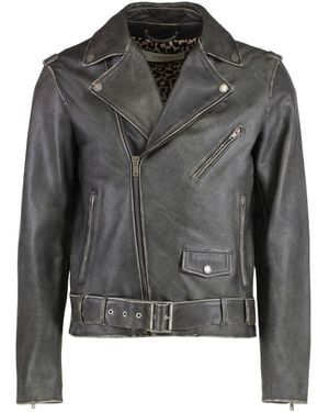 Golden Goose Leather Jacket With Distressed Treatment - Black