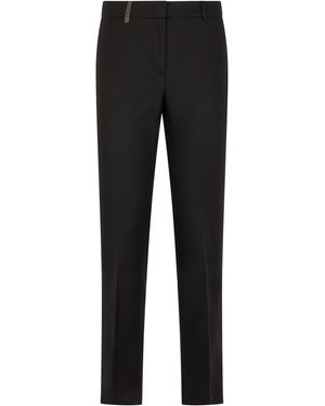 Peserico Straight Leg Cotton Blend Pants With Elastane - Black