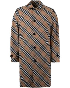 Burberry Check Car Coat - Gray
