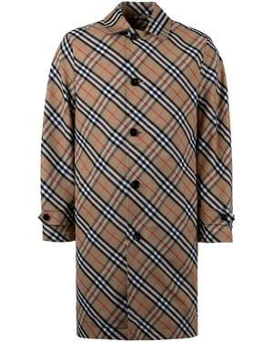 Burberry Car coat in motivo check - Grigio
