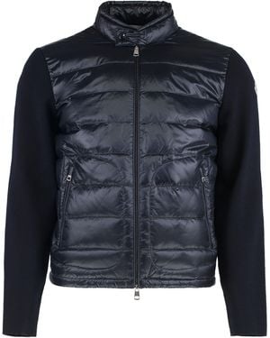 Moncler Cardigan With Padded Front Panel - Blue