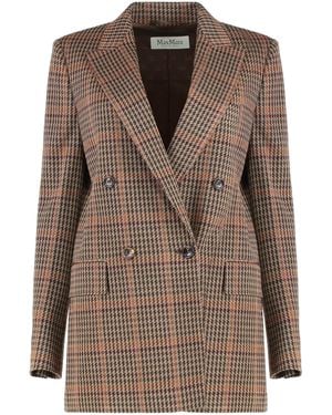 Max Mara Wool And Cotton Blazer Prince Of Wales - Brown
