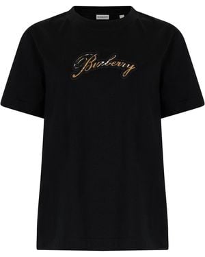 Burberry T-Shirt With Logo, Cotton T-Shirts & Jerseys - Black