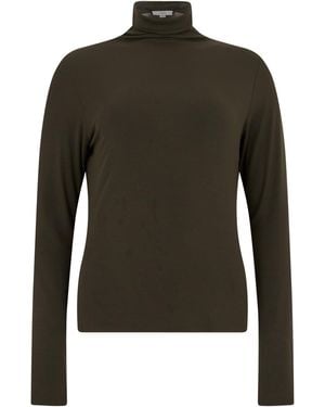 Vince High-Neck Long-Sleeve Fitted Top - Green