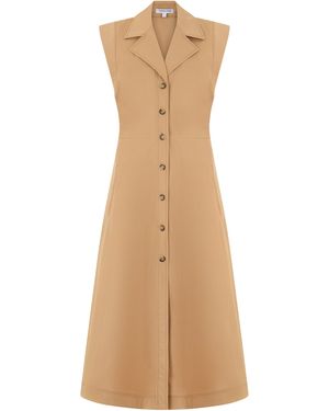 Veronica Beard Midi Dress Cotton-Blend Viscose - Natural