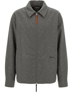 Jacquemus Camicia in lana con zip - Grigio