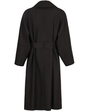 Saint Laurent Wool Long Coat - Black