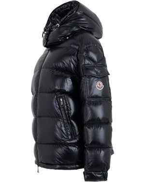 Moncler Shiny Padded Jacket With Hood - Black