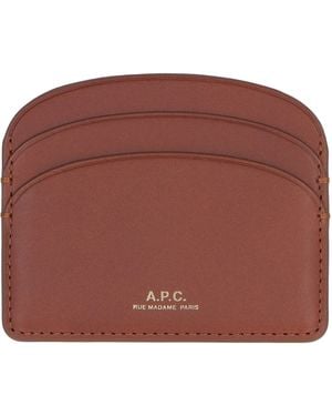 A.P.C. Logo Detail Leather Card Holder - Red