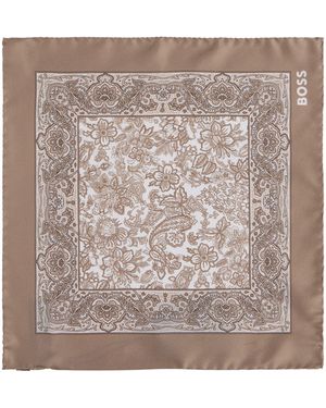 BOSS Foulard in seta con stampa - Marrone