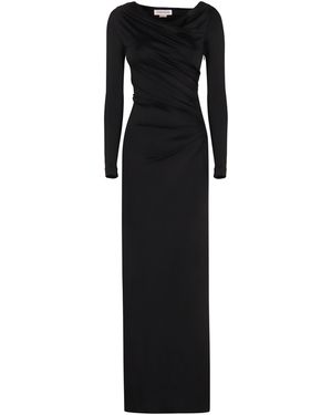 Victoria Beckham Abito lungo in jersey drappeggiato - Nero
