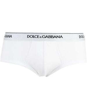 Dolce & Gabbana Set Of Two Cotton Briefs With Logoed Elastic Band - Black