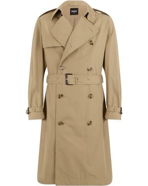 BOSS Double-Breasted Trench Coat With Waist Belt - Natural