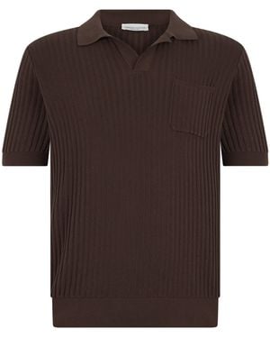 Roberto Collina Ribbed Knit Polo - Brown