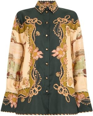 Zimmermann Silk Shirt With Print - Green