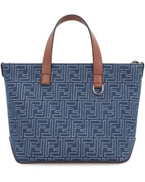 Fendi Canvas And Leather Shopping Bag - Blue