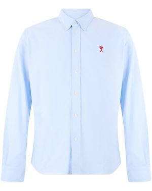 Ami Paris Camicia a maniche lunghe con logo ricamato - Blu