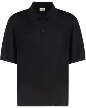 Saint Laurent Polo Cassandre Wool Jumper Shirts - Black