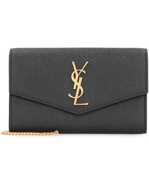 Saint Laurent Uptown Leather Clutch - Gray