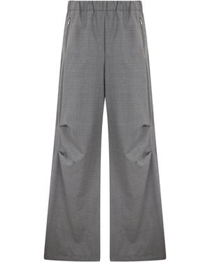 Laminar Wide-Leg Trousers With Elastic Waistband - Grey