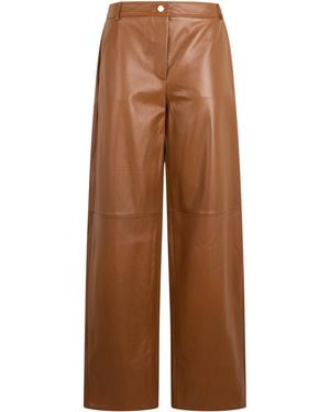 Max Mara Loose Leather Pants - Brown