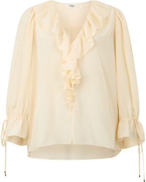 Chloé Blusa In Seta Con Scollatura a V - Neutro
