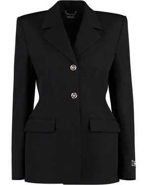 Versace Wool Single-Breasted Blazer - Black