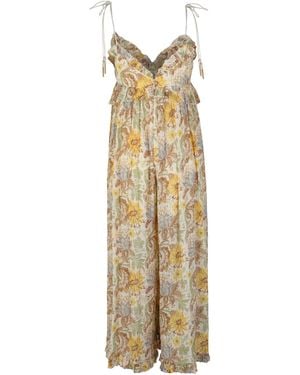 Zimmermann Jumpsuit Daylight With Floral Print - Metallic