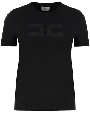 Elisabetta Franchi T-shirt girocollo in cotone - Nero